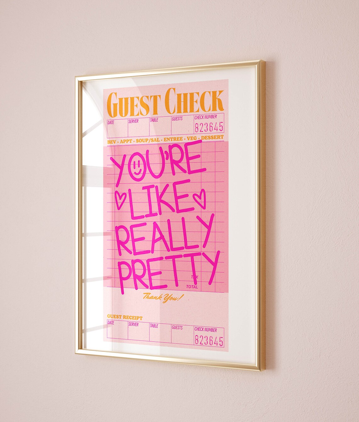 Youre Like Really Pretty Guest Check Art Print, Retro