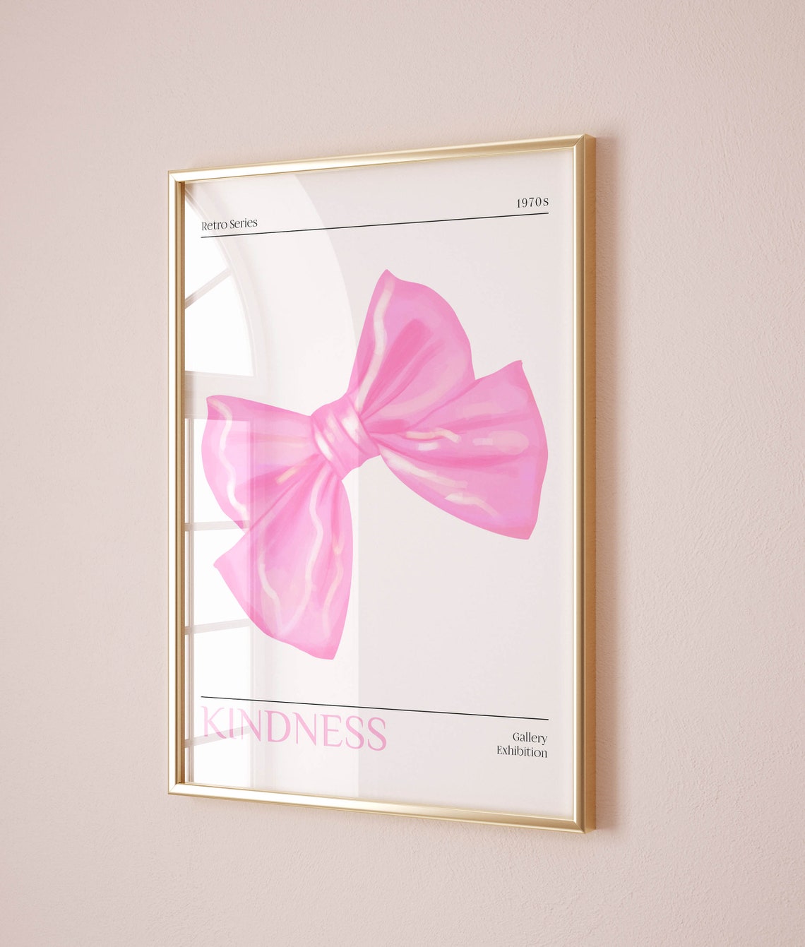 Kindness Pink Bow Retro 1970s Gallery Exhibition Quote Poster - Image 2