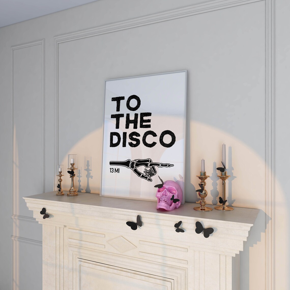 To The Disco Skeleton Hand 13 Miles Funny Spooky Sign Art Poster - Image 2