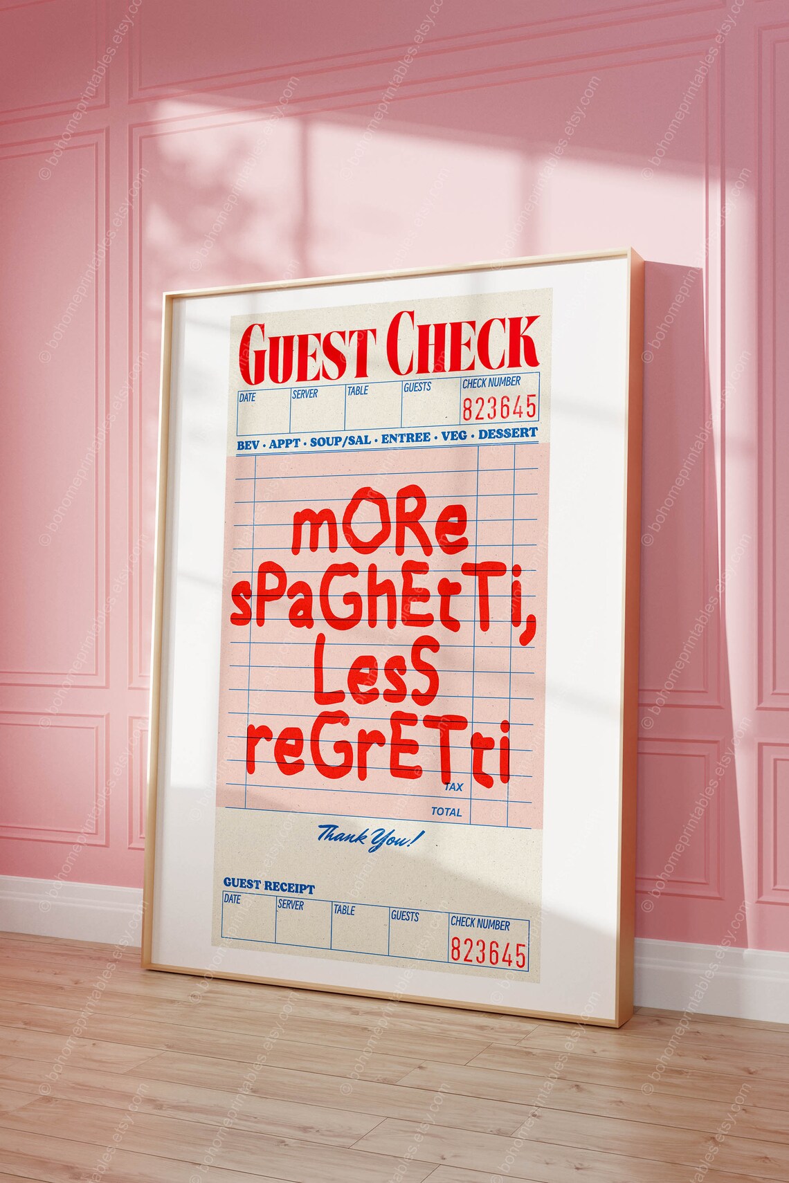 Guest Check Funny Retro Kitchen Quote Art Print