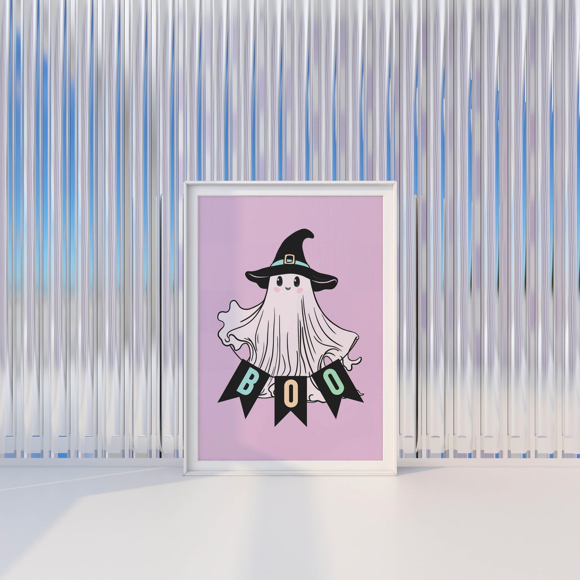 Cute Ghost Art Print Halloween Decoration Printable Funny Halloween Wall Art Cute Halloween Ghost Decor Pastel Halloween Party Wall Decor - Image 3