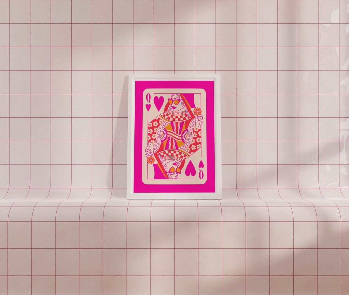 Queen Of Hearts Funky Maximalist Art Print - Image 3