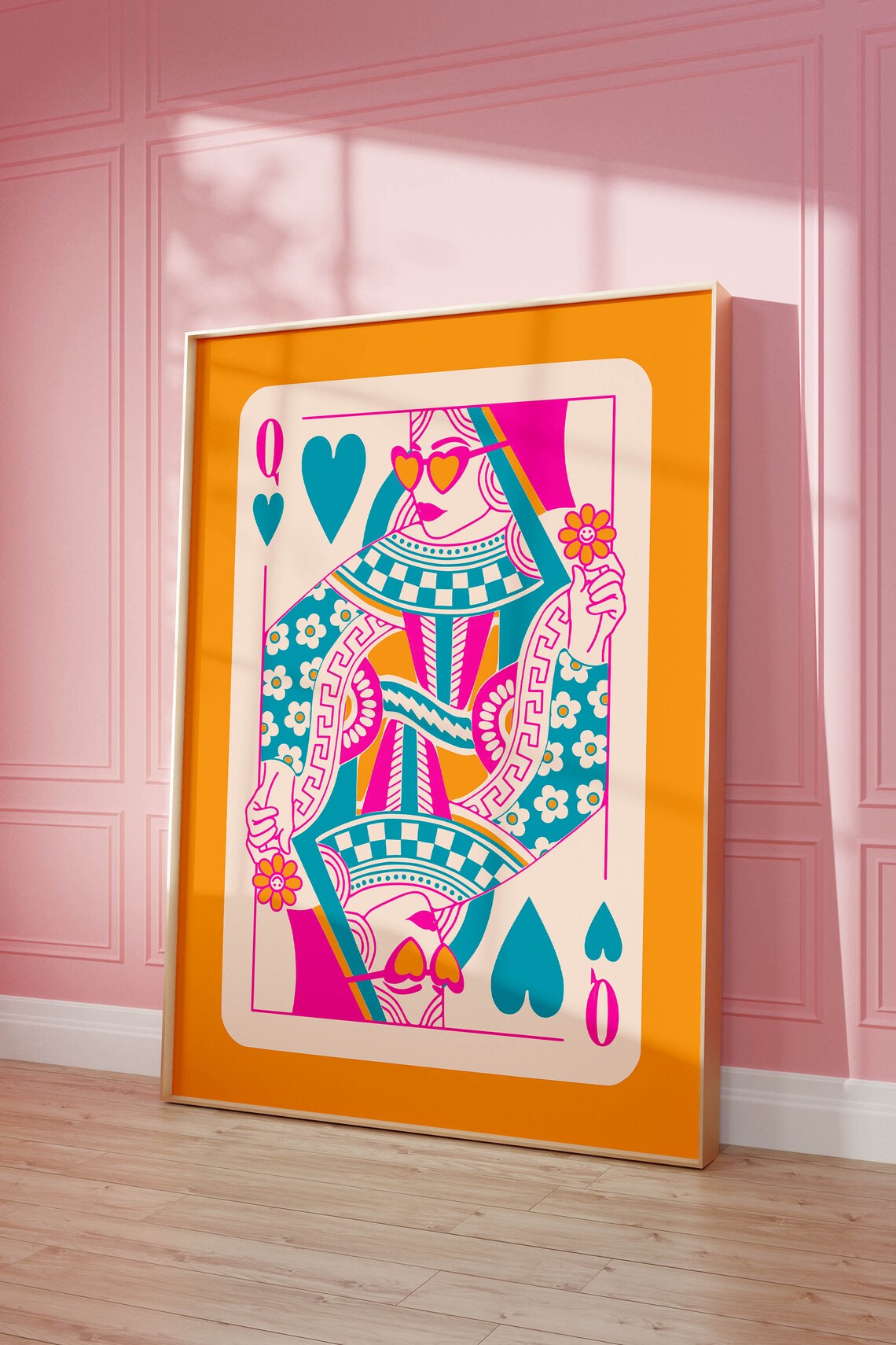 Queen Of Hearts Maximalist Art Print, Funky Decor