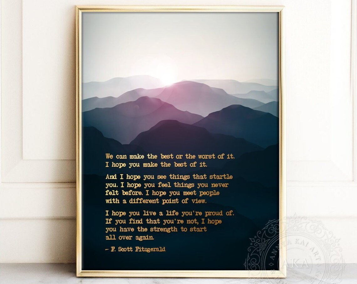 F. Scott Fitzgerald Mountains Quote Art Print