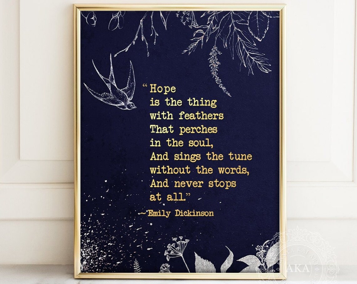 Emily Dickinson Poetry Art Print, Gold Foil Quote