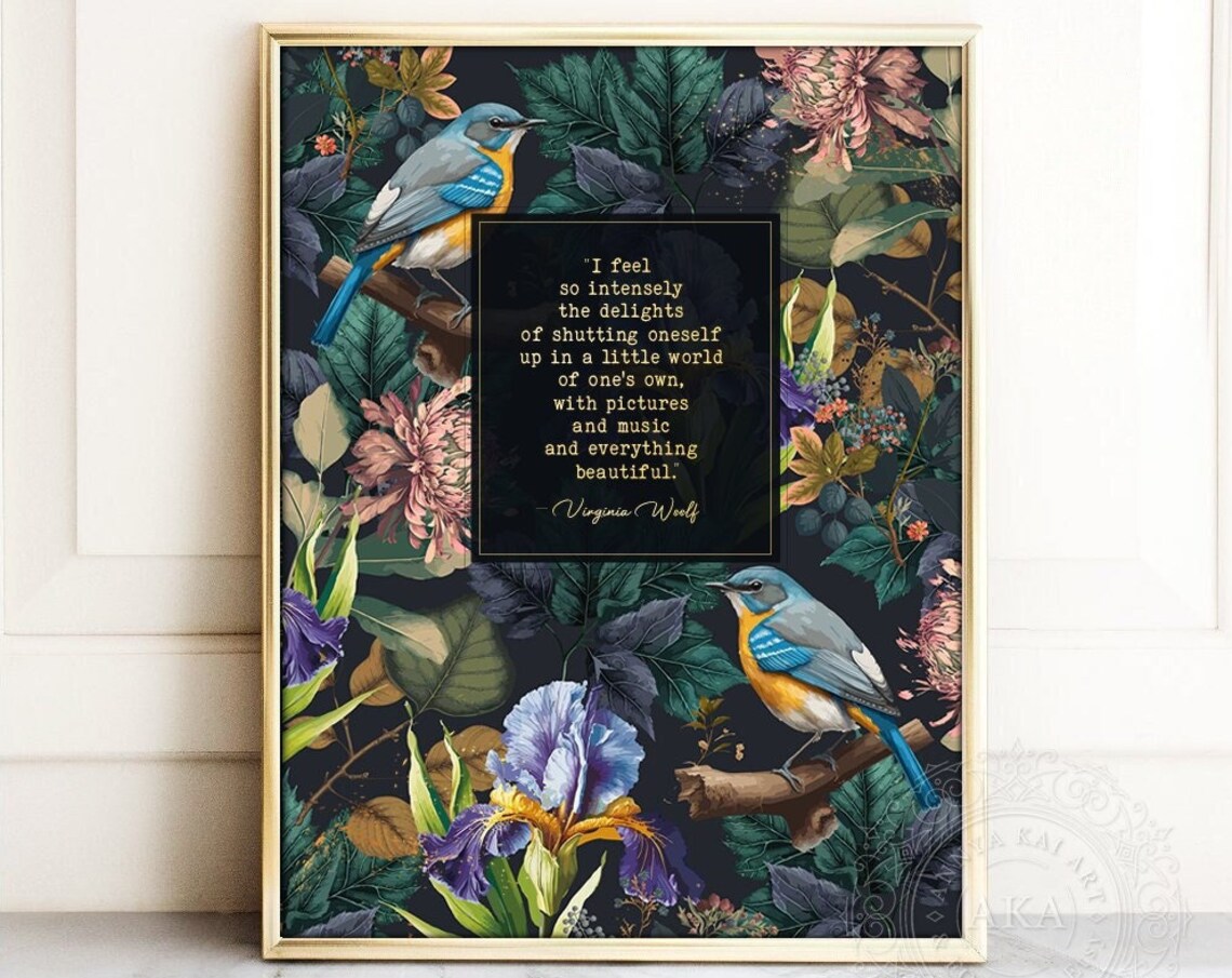 Virginia Woolf Literary Quote Art Print, Gold Lettering