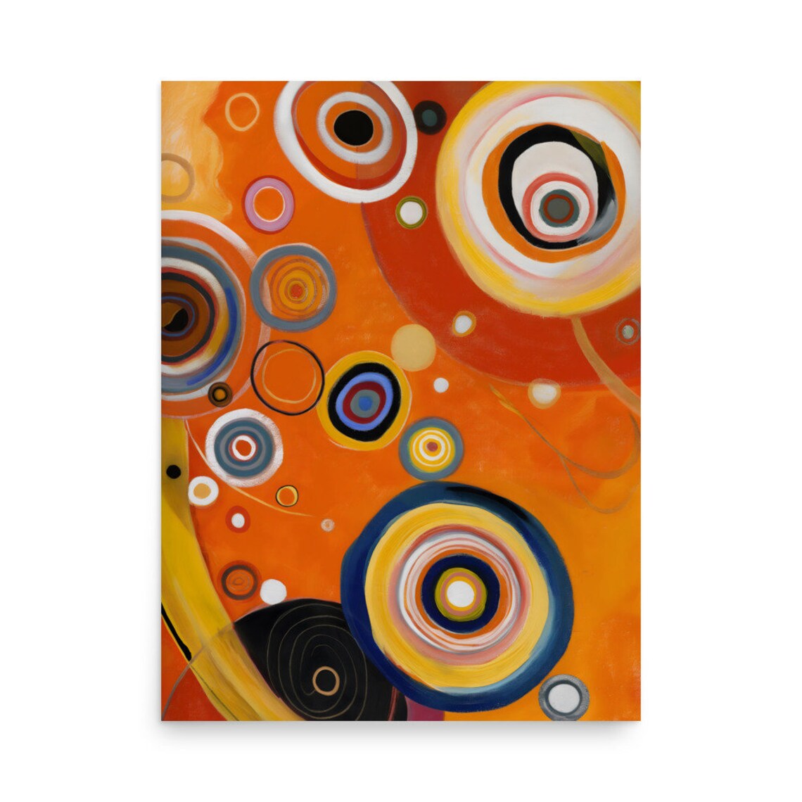 Kandinsky Style Concentric Circles Warm Orange Abstract Art Poster - Image 5