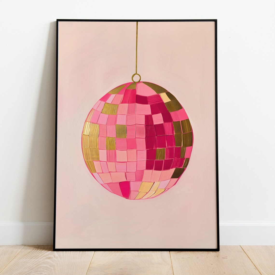Pink Disco Ball Gold Retro Funky Mirror Ball Party Wall Poster - Image 2