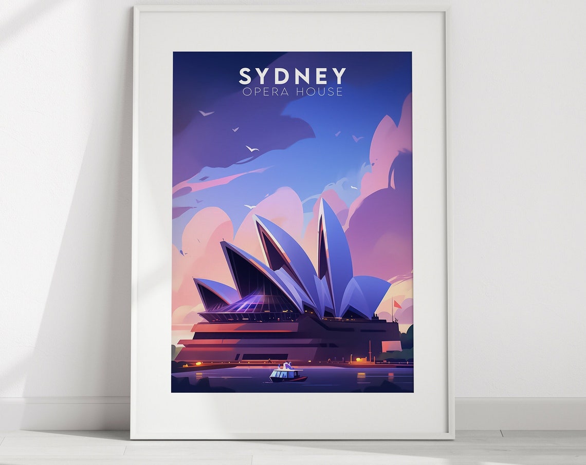 Sydney Opera House Australia Sunset Iconic Harbor Travel Poster