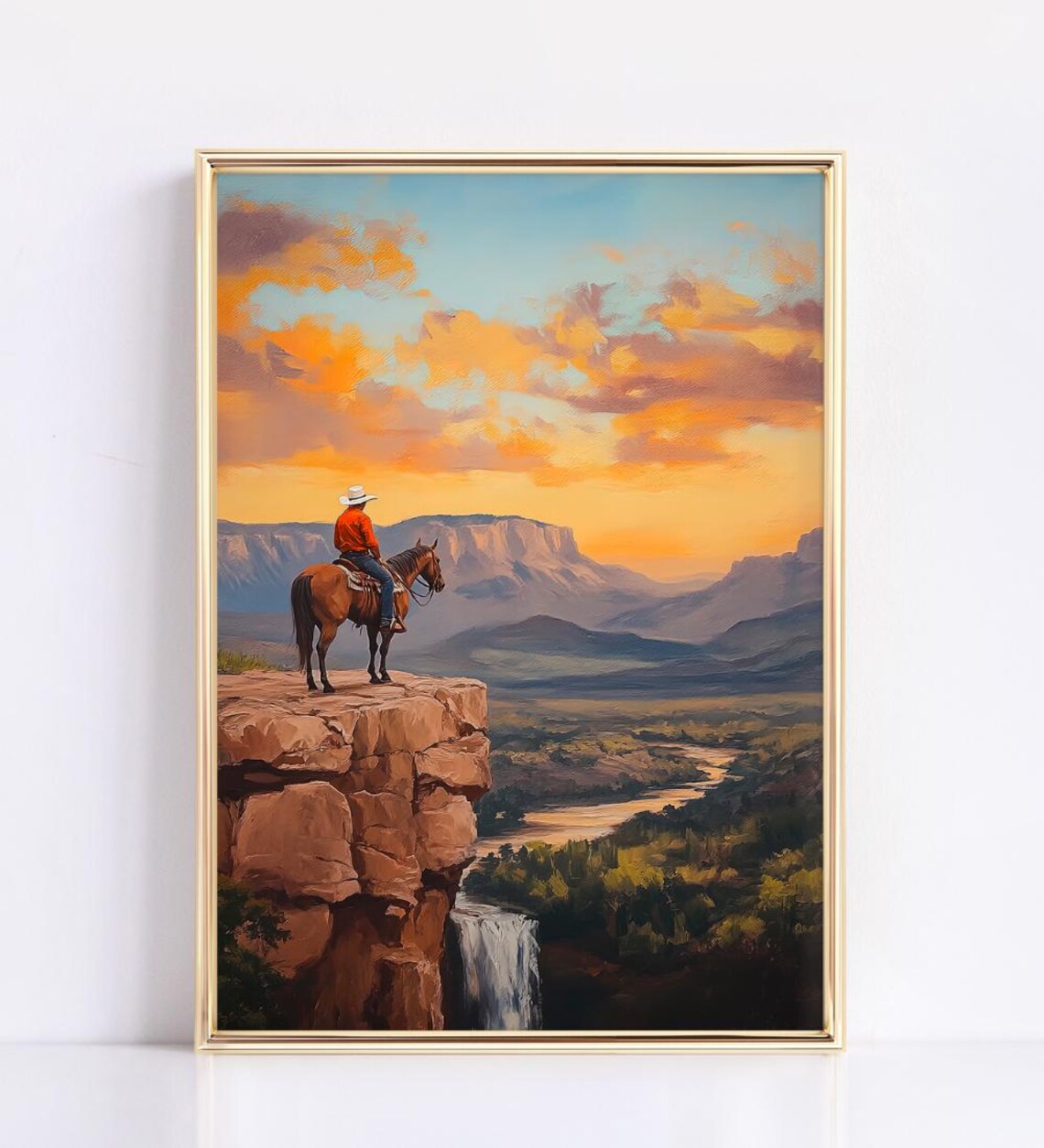 Vintage Cowboy Landscape, Mid-Century Western Style - Image 3