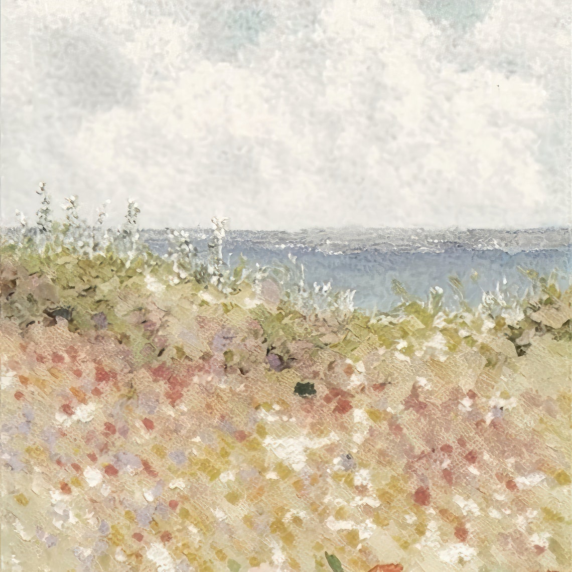 Poppy Field By The Sea Impressionist Coastal Charm Art Poster - Image 2