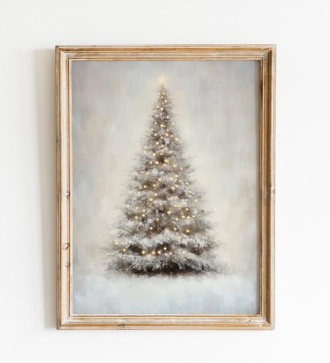 Flocked White Christmas Tree With Warm Glowing Lights Poster - Image 2