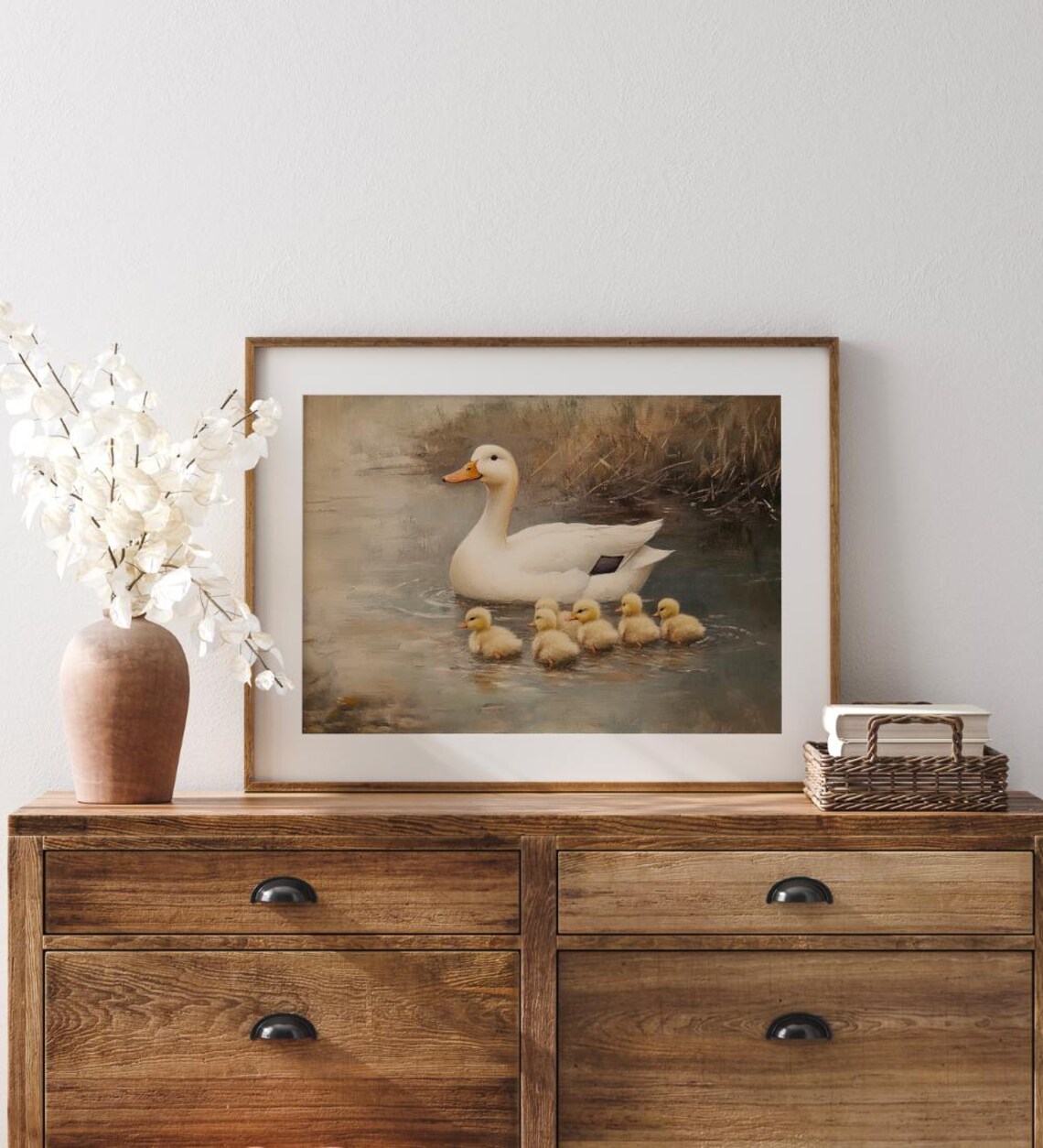 Vintage Spring Ducks, Cottagecore Oil Painting Style - Image 2