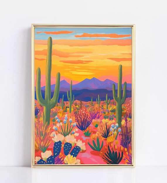 Western Desert Landscape Art Print Wild West Aesthetic Wall Art For Office Western Poster Desert Decor