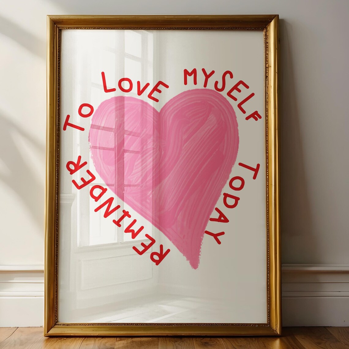 Love Myself Today Self Love Pink Heart Affirmation Wall Poster