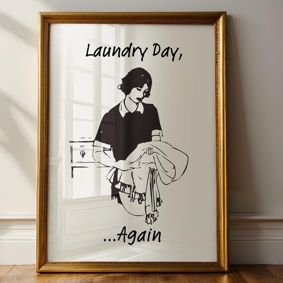 Laundry Day Again Retro Laundry Wall Decor Eclectic Laundry Room Wall Art Funny Laundry Print Minimal