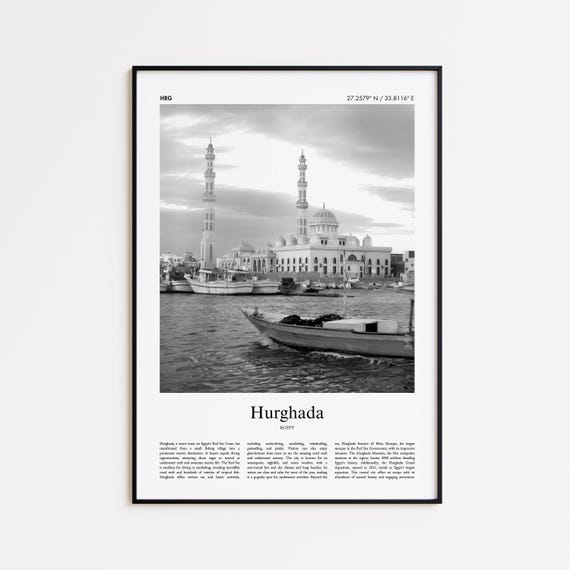 Hurghada Black And White Print Photo Poster Travel Gift Egypt Wall Art Minimal Home Decor