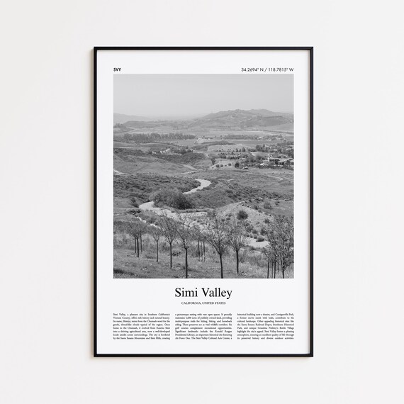 Simi Valley California Black And White Rolling Hills Photo Poster