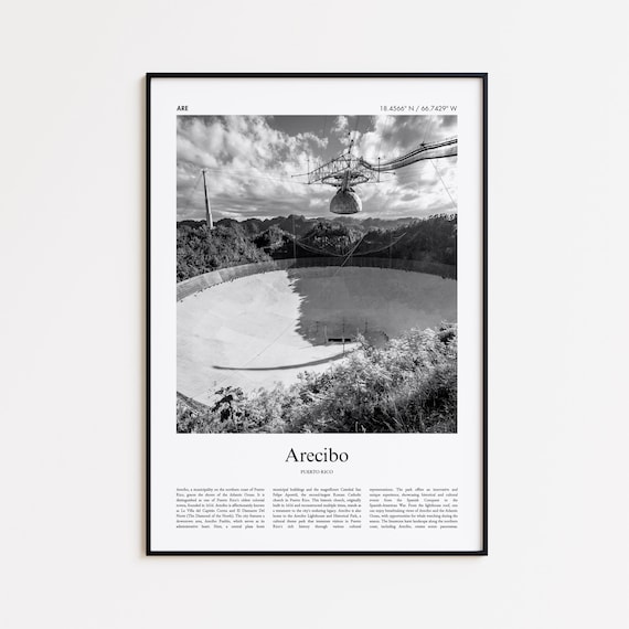 Arecibo Black And White Print Photo Poster Travel Gift Puerto Rico Wall Art Minimal Home Decor