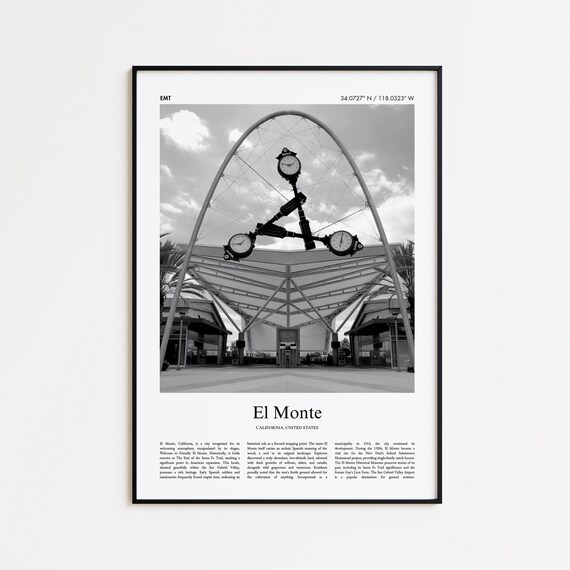El Monte California Black And White Arch Landmark Photo Poster