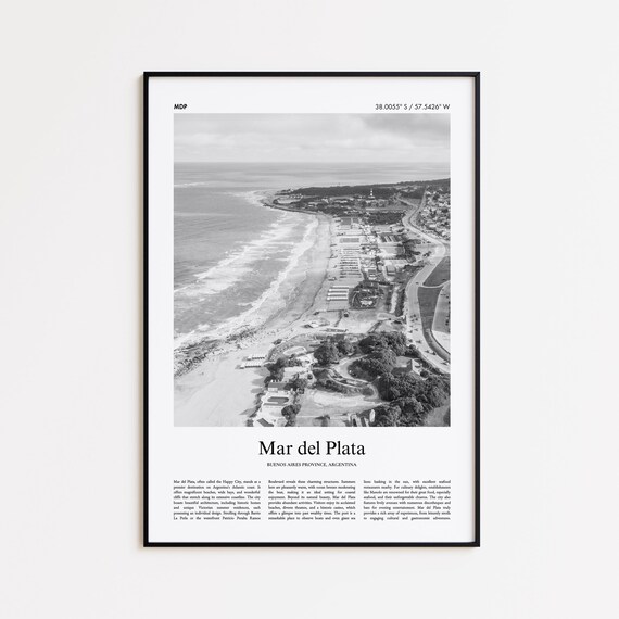 Mar Del Plata Black And White Print Photo Poster Travel Gift Buenos Aires Province Argentina