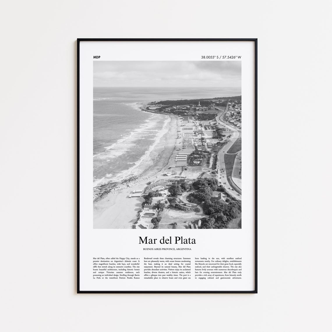 Mar del Plata Argentina Atlantic Coast Beach Aerial Photo Poster