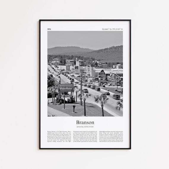 Branson Missouri Black and White WhiteWater Boulevard Photo Poster