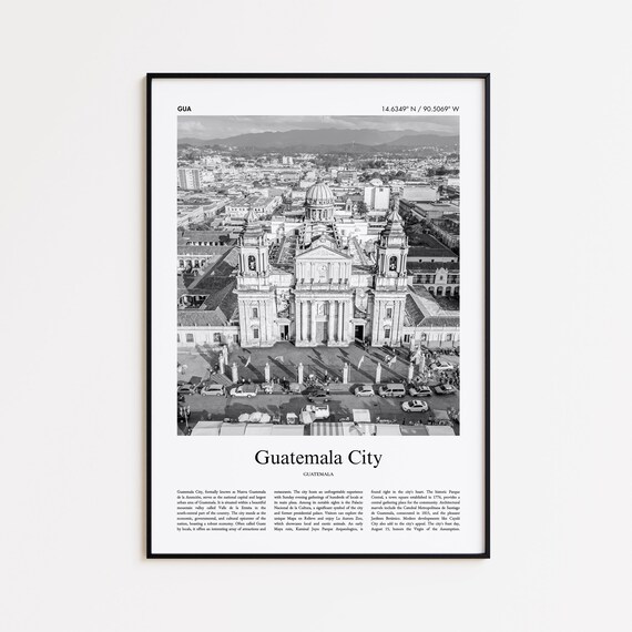Guatemala City Black And White Print Photo Poster Travel Gift Wall Art