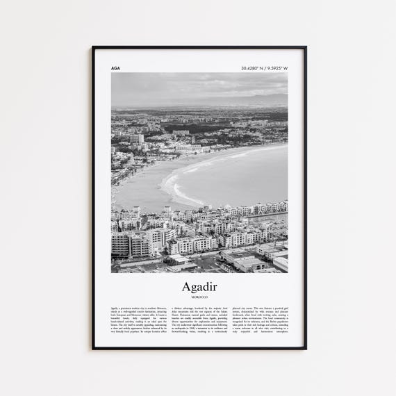 Agadir Black And White Print Photo Poster Travel Gift Morocco Wall Art Minimal Home Decor