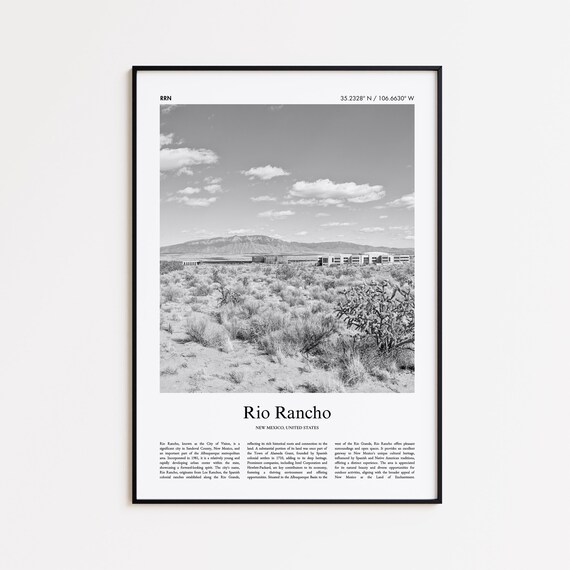 Rio Rancho Black and White Photo Poster with Desert View New Mexico