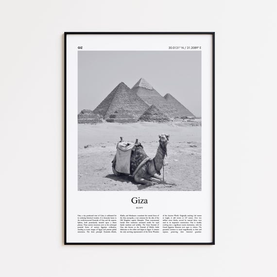 Giza Black And White Print Photo Poster Travel Gift Egypt Wall Art Minimal Home Decor