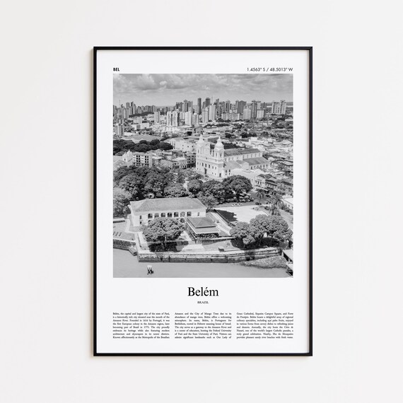 Belem Black And White Print Photo Poster Travel Gift Brazil Wall Art Minimal Home Decor