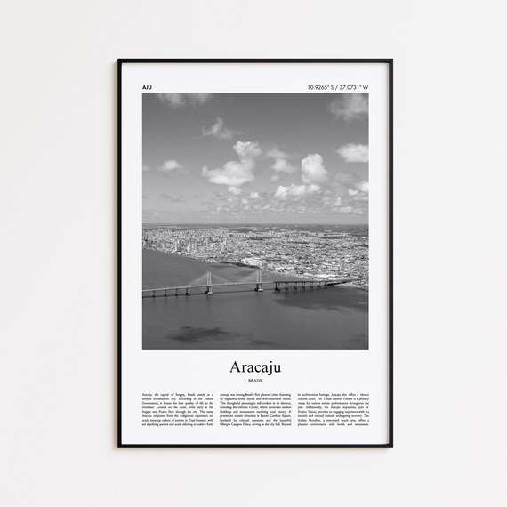 Aracaju Black And White Print Photo Poster Travel Gift Brazil Wall Art Minimal Home Decor