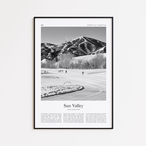 Sun Valley Idaho Black And White Ski Resort Mountain Photo Poster