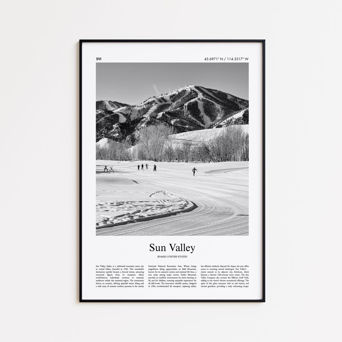 Sun Valley Idaho Black And White Ski Resort Mountain Photo Poster