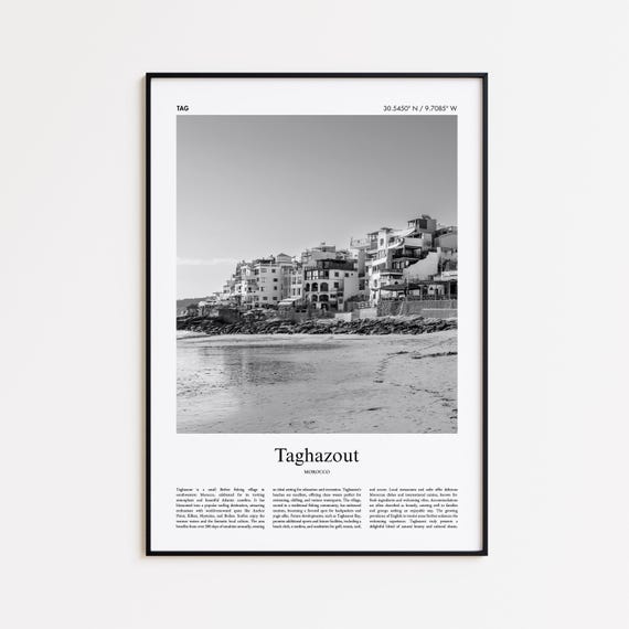 Taghazout Black And White Print Photo Poster Travel Gift Morocco Wall Art Minimal Home Decor