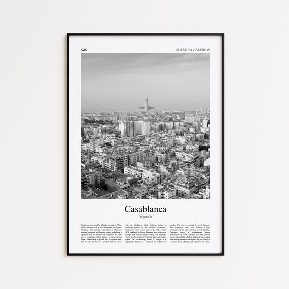 Casablanca Black And White Print Photo Poster Travel Gift Morocco Wall Art Minimal Home Decor