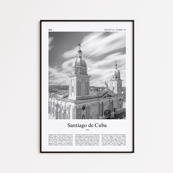 Santiago De Black And White Print Photo Poster Travel Gift Wall Art
