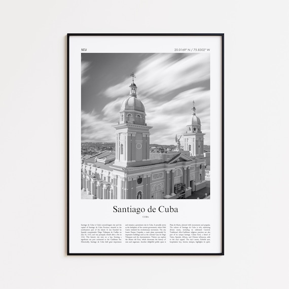 Santiago de Cuba Cathedral Black and White Photography Poster