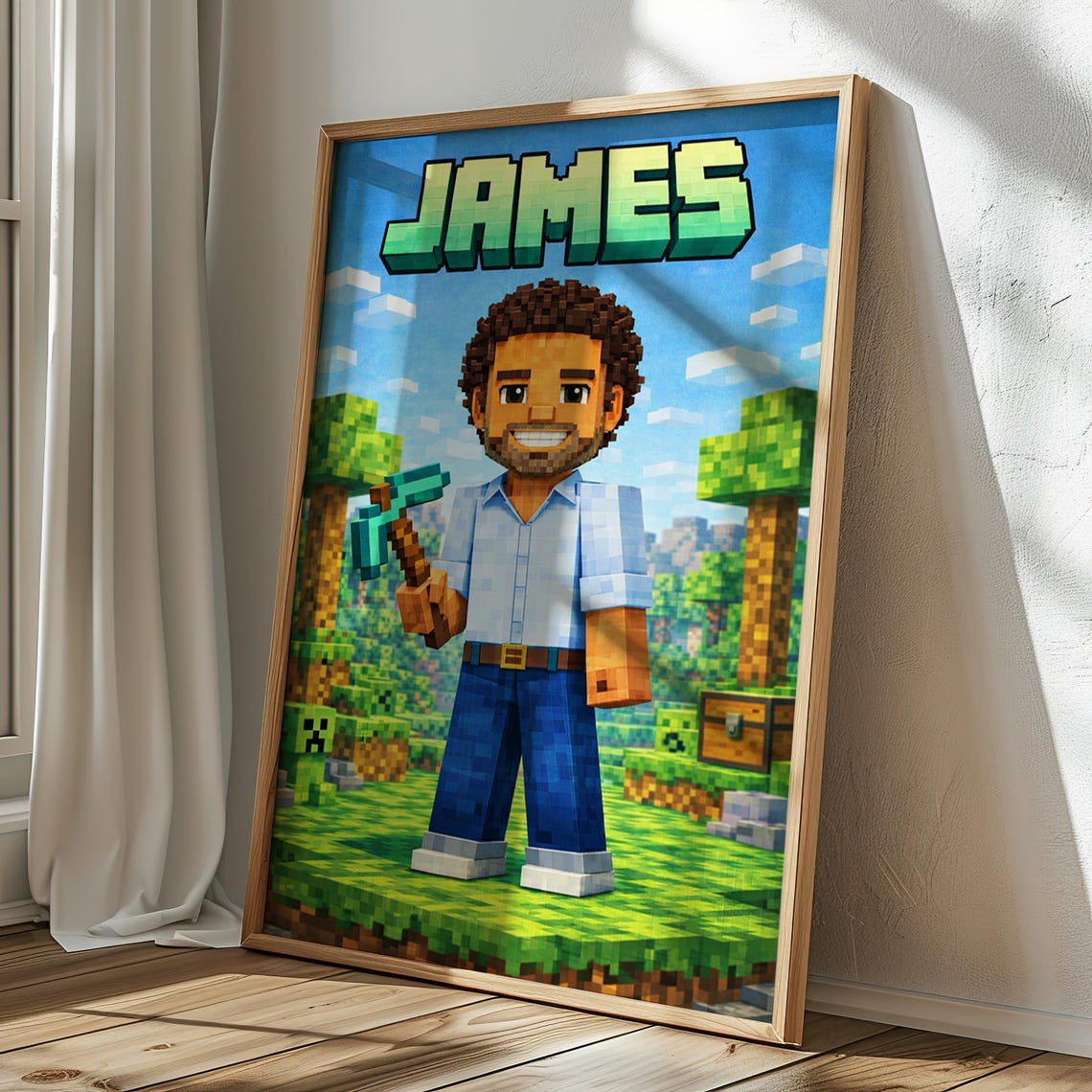 Custom Minecraft Portrait From Photo Print Name Boys Girls Room Decor Birthday Gift Nursery Poster - Image 5