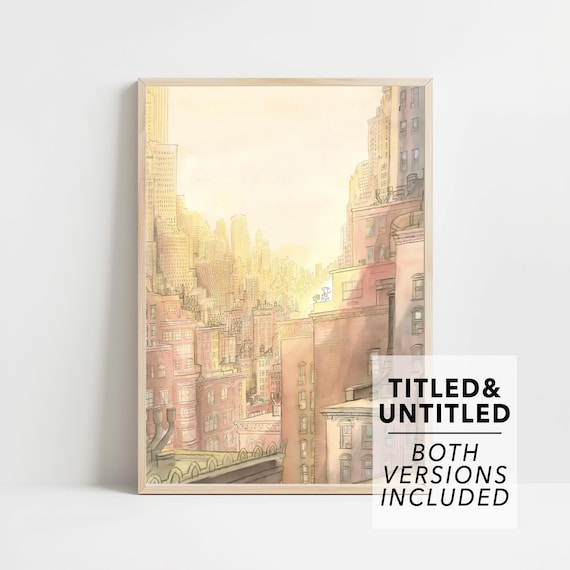 Skyscraper Canyon Sunrise Tall Buildings Golden City Streets Poster