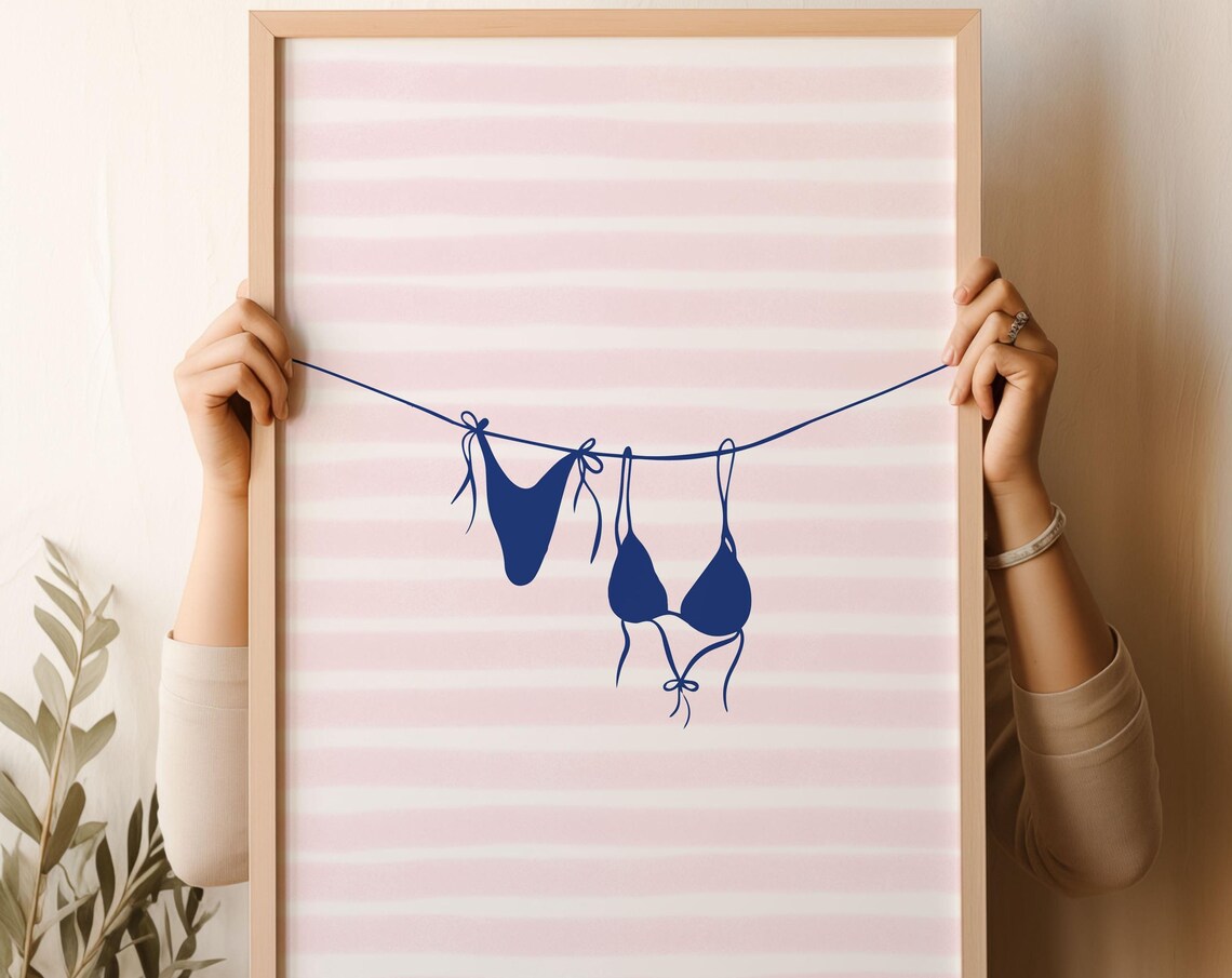 Bikini Print Coastal Cowgirl Beach Wall Art Print