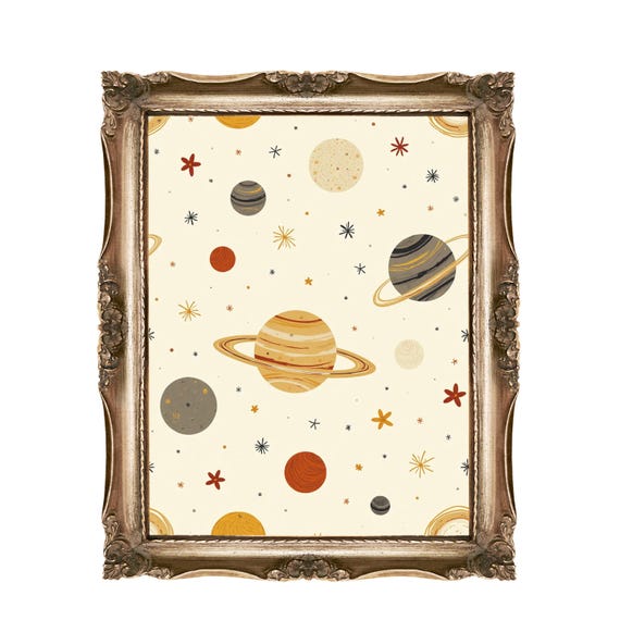 Space Wall Art For Kids Nursery Decor Planets Stars Print Outer Theme 7 Sizes Room