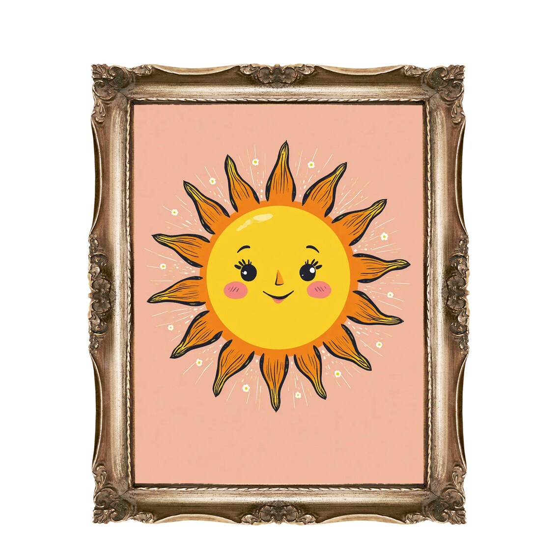 Sunshine Wall Art For Kids Or Nurseries Cute Sun Illustration Nursery Decor Room Smiling Print Instant