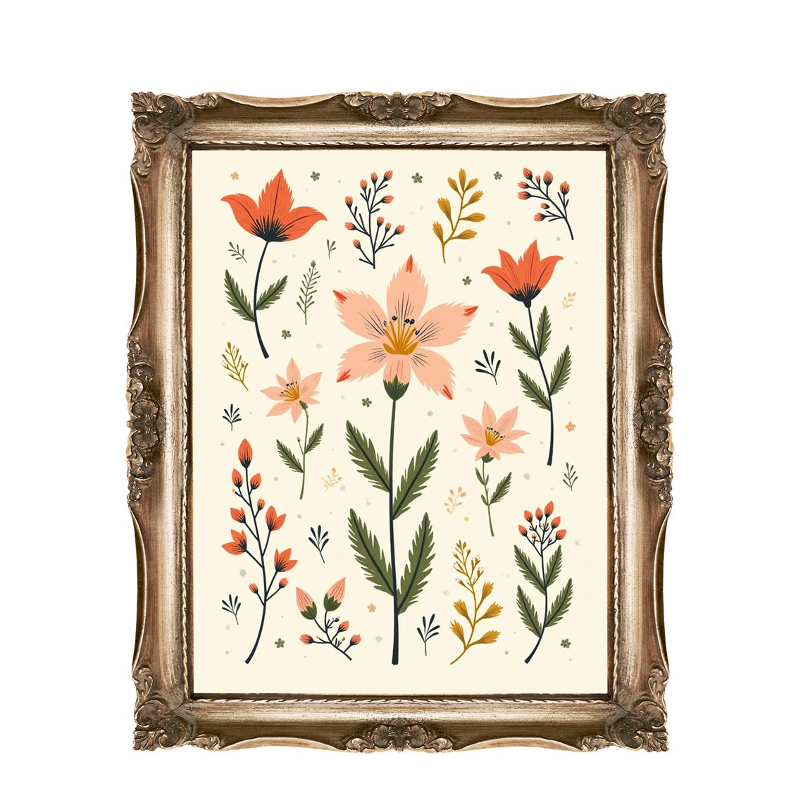 Vintage Botanical Floral Illustration Wildflower Garden Art Poster