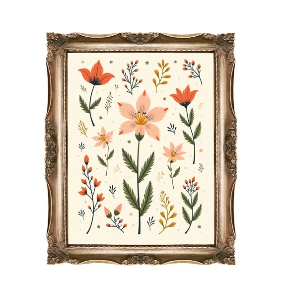 Floral Wall Art Kids Nursery Decor Flower Print Botanical Girl Room For