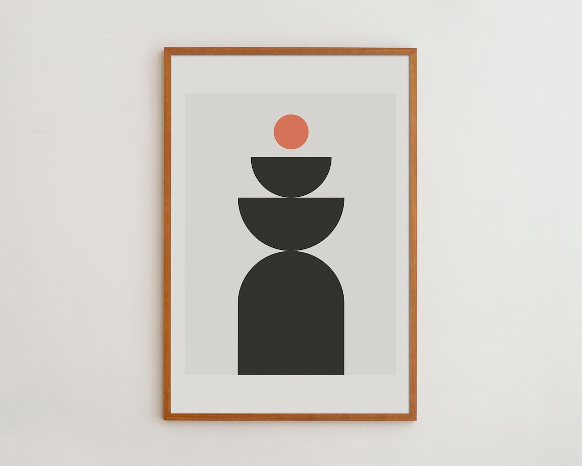 Mid Century Modern Geometric Art Print Nordic Minimalist Decor