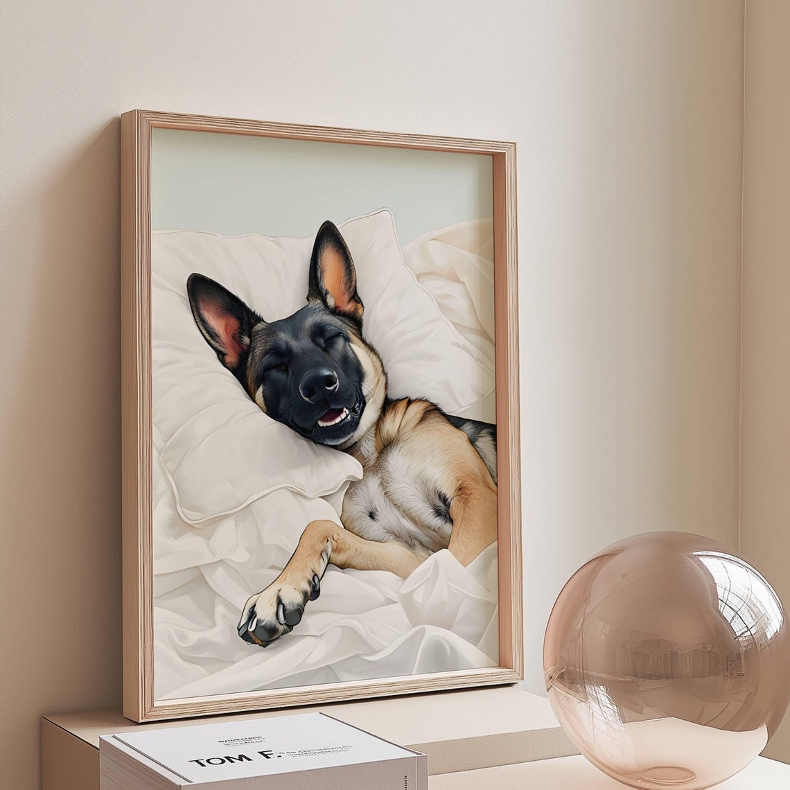 Belgian Malinois Sleeping Dog Cozy Bed Relaxed Sweet Pet Poster