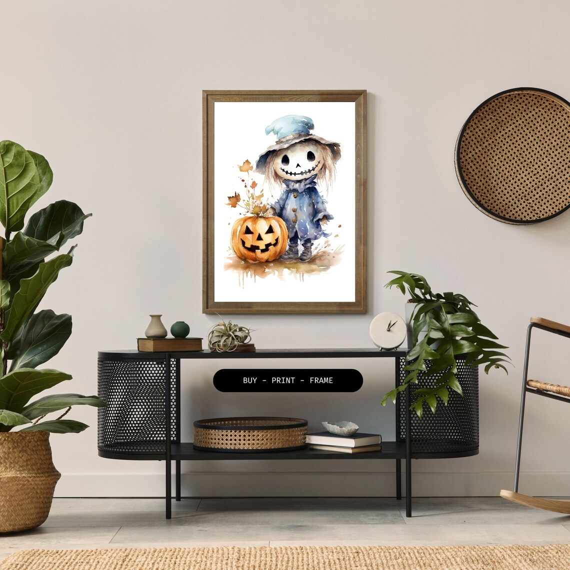 Cute Scarecrow Boy Watercolor, Halloween Autumn Decor - Image 2