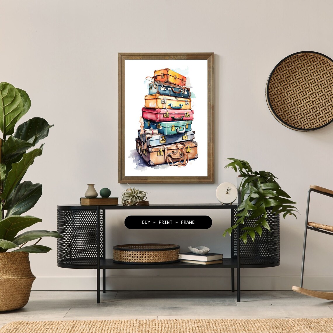 Vintage Bagages Aquarelle, Travel Decor Art Print - Image 2